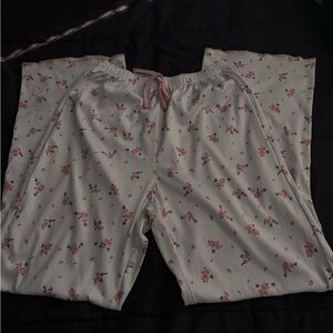 Floral Pajama Pants with Pink Accents